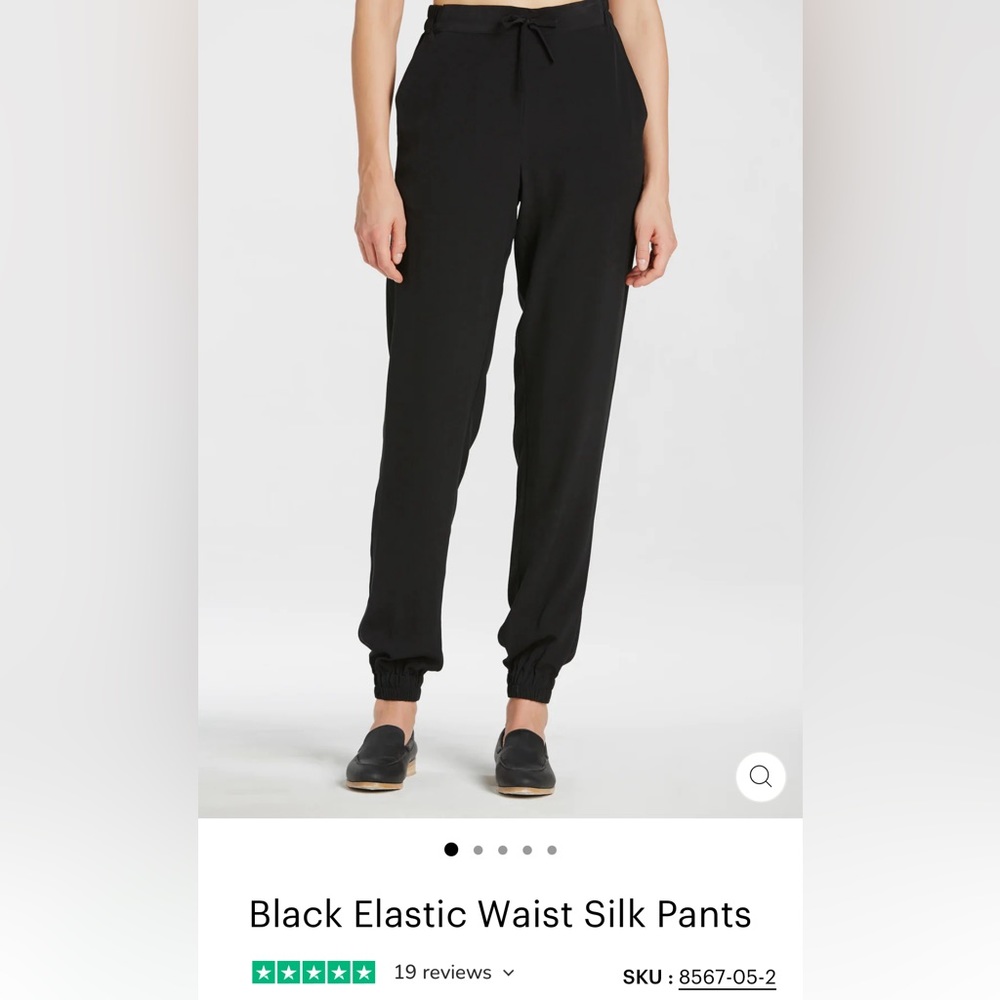 Lilysilk Black Elastic Waist Silk Pants XS Black